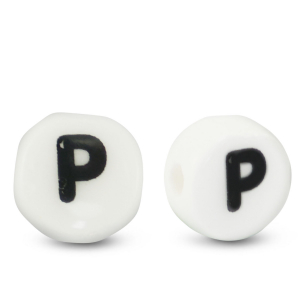 Perline alfabeto in ceramica P bianco-nero