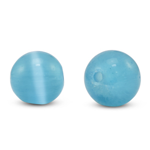 Perline di vetro 6 mm Occhio di gatto blu cielo