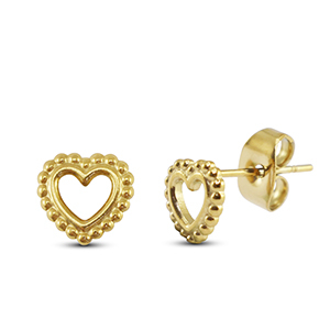 Orecchini in acciaio inossidabile cuore oro