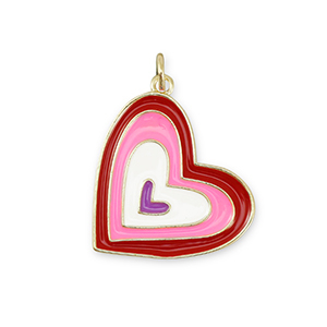Metallo TQ in ottone ciondolo cuore oro-multicolore