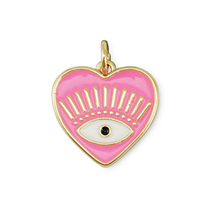 Metallo TQ in ottone ciondolo cuore occhio della provvidenza oro-rosa-bianco