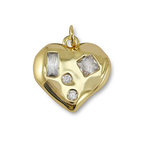 Metallo TQ in ottone ciondolo zirconia cuore oro
