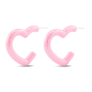Orecchini alla moda a cuore rosa chiaro-effetto perlato
