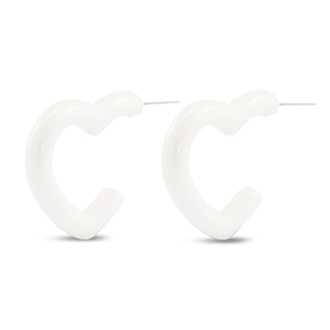Orecchini alla moda a cuore bianco-effetto perlato