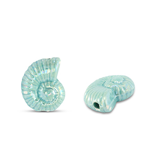 Perline di ceramica greca DQ conchiglia turchese blu
