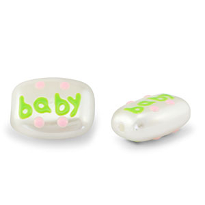 Perline in acrilico "baby" perla-verde chiaro-rosa chiaro