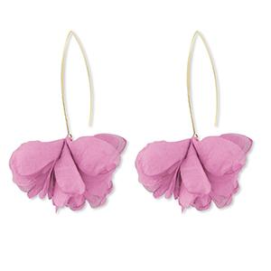 Orecchini alla moda chiffon fiore rosa malva-oro
