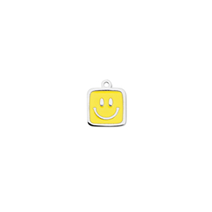 Ciondoli in acciaio inossidabile quadrato con smiley argento-giallo