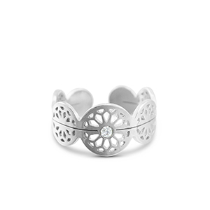 Anelli in acciaio inossidabile fiore argento