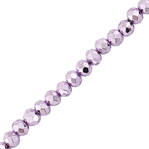 Perline sfaccettate 4x3mm rondella viola metallico