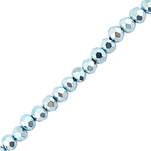 Perline sfaccettate 4x3mm rondella blu chiaro metallico