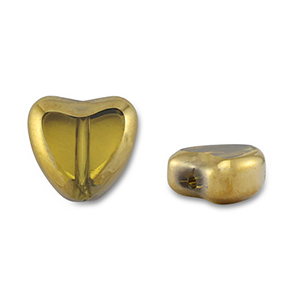 Perline di vetro cuore giallo trasparente-oro