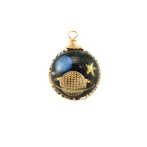 Pendenti in resina tonda galassia oro-blu-glitterato