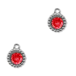 Ciondoli in acciaio inossidabile zircone tonda argento-rosso