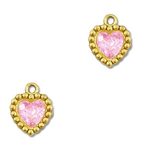 Ciondoli in acciaio inossidabile zircone cuore oro-rosa chiaro