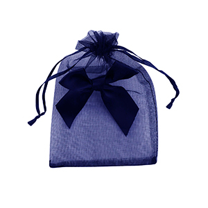 Sacchetti in organza con fiocco blu scuro