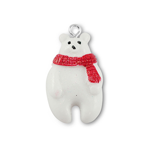 Pendenti in resina orso polare bianco-rosso