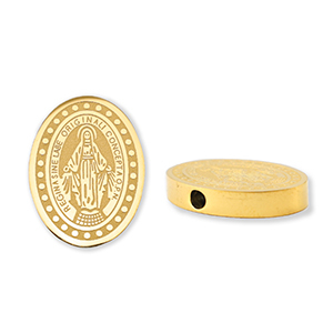 Perline in acciaio inossidabile ovale religioso oro