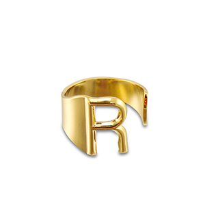 Anelli in acciaio inossidabile lettera R oro