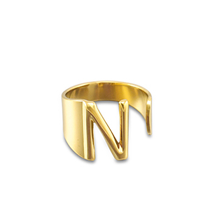 Anelli in acciaio inossidabile lettera N oro