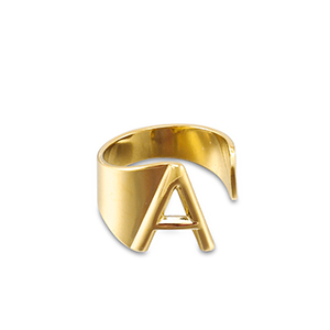 Anelli in acciaio inossidabile lettera A oro