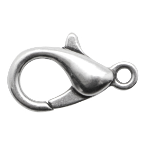 Componenti di metallo DQ chiusura moschettone 15mm argento antico (privo di nichel)
