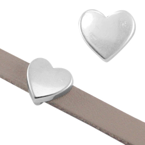 Passanti di metallo DQ &Oslash;5,2x2,2 mm a forma di cuore argento antico (privo di nichel)