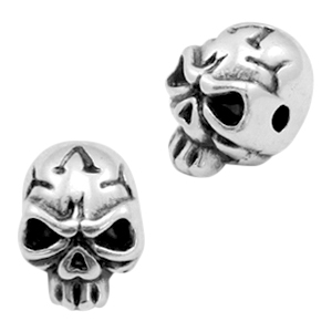 Perline di metallo DQ teschio argento antico (privo di nichel)