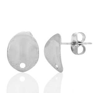Orecchini in acciaio inossidabile ovale con anellino argento