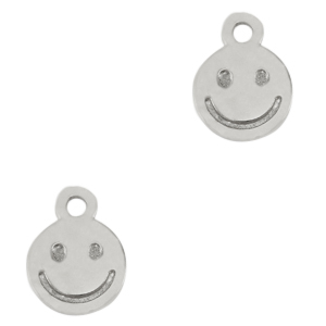 Ciondoli di metallo DQ smiley argento antico (privo di nichel)