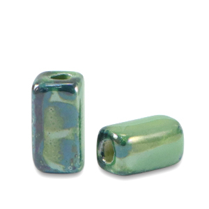Perline di ceramica greca DQ tubo verde Nilo-nero