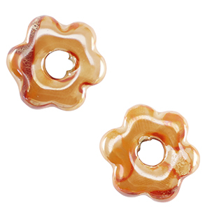 Perline di ceramica greca DQ fiore arancione