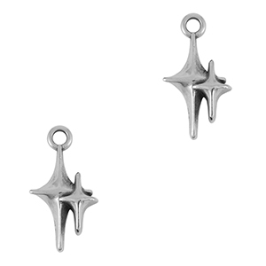 Ciondoli di metallo DQ stella argento antico (privo di nichel)