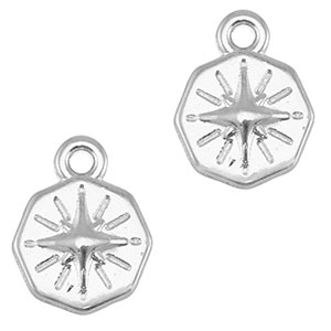Ciondoli di metallo DQ rotondi con stella in argento antico (privo di nichel)