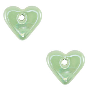 Perline di ceramica greca DQ cuore verde chiaro