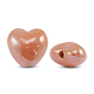 Perline di ceramica greca DQ cuore arancia