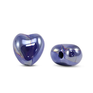 Perline di ceramica greca DQ cuore blu scuro