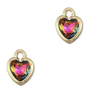 Pendenti di vetro Crystal Glass cuore rivestimento AB-oro