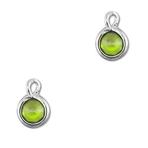Pendenti di vetro Crystal Glass tonda verde-argento
