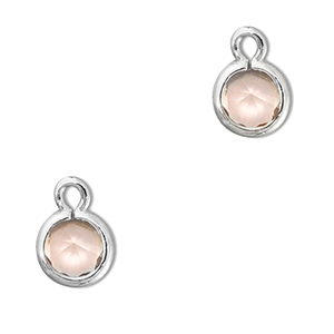 Pendenti di vetro Crystal Glass tonda pesca-argento