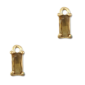 Pendenti di vetro Crystal Glass rettangolo arancione marrone-oro