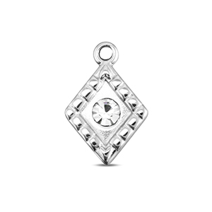 BY31&reg; Ciondoli in acciaio inossidabile rombo argento-cristallo