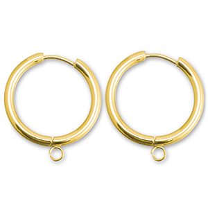 Orecchini in acciaio inossidabile a cerchio con anellino 23mm oro
