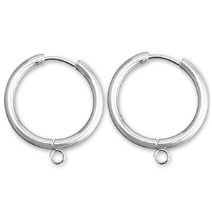 Orecchini in acciaio inossidabile a cerchio con anellino 19mm argento