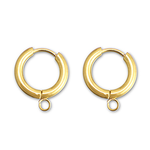 Orecchini in acciaio inossidabile a cerchio con anellino 13mm  oro