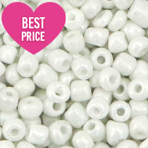 Perline di vetro rocailles 6/0 (4 mm) bianco vivo perla