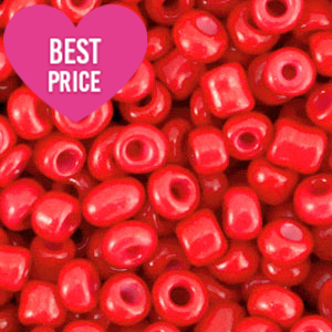 Perline di vetro rocailles 6/0 (4 mm) rosso tango mandarino