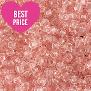 Perline di vetro rocailles 8/0 (3mm) rosa pesca chiaro transparente