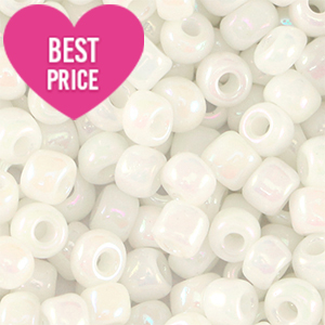 Perline di vetro rocailles 8/0 (3 mm) bianco AB