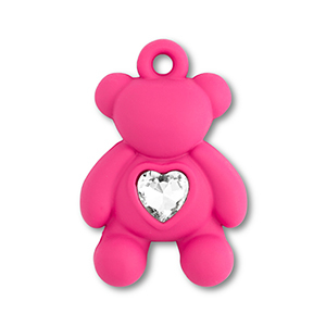Ciondoli accattivanti orsetto con cuore fucsia
